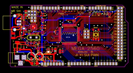 Una placa Arduino Mega 2560 compatible.