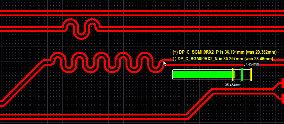 inserimento di serpentine nelle tracce più corte